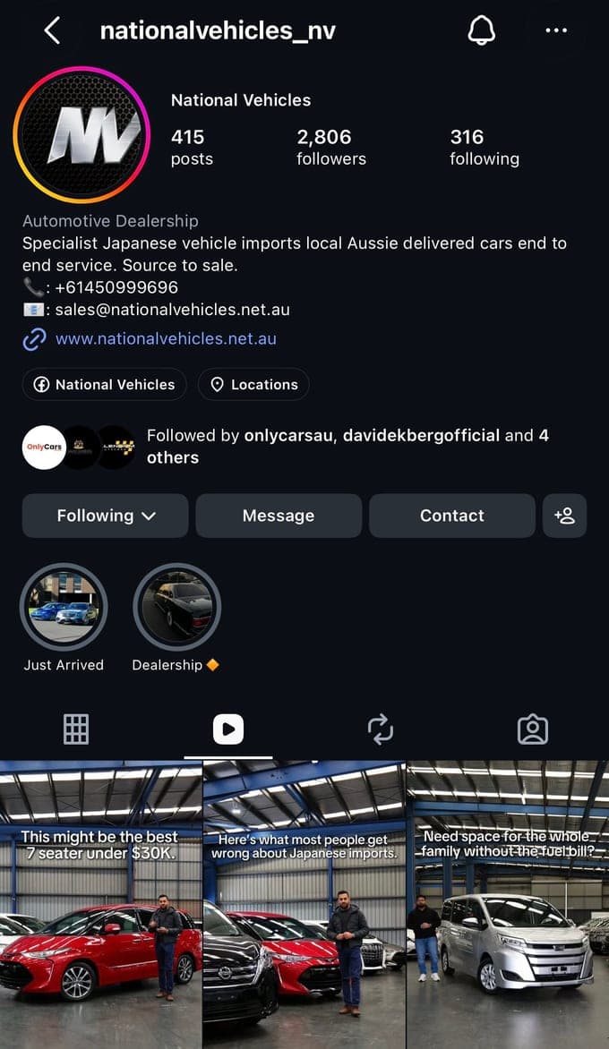 National Vehicles social profile